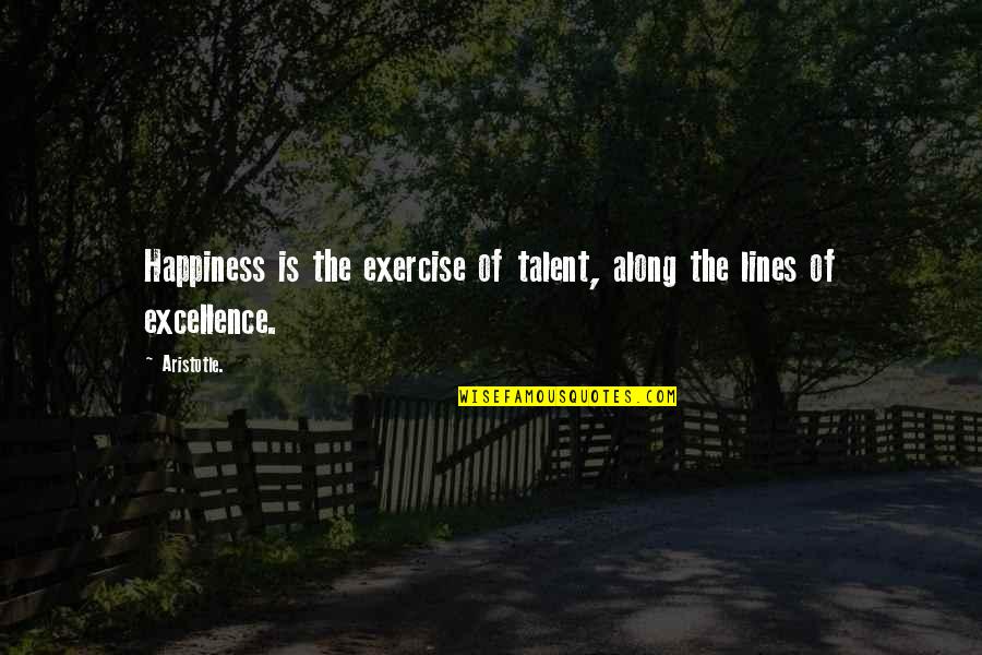 2 Lines Quotes By Aristotle.: Happiness is the exercise of talent, along the