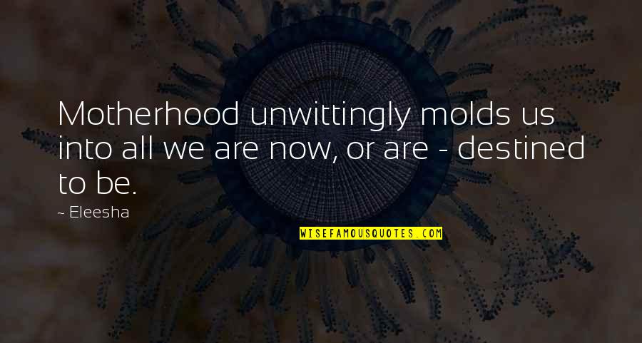 2 Mothers Quotes By Eleesha: Motherhood unwittingly molds us into all we are