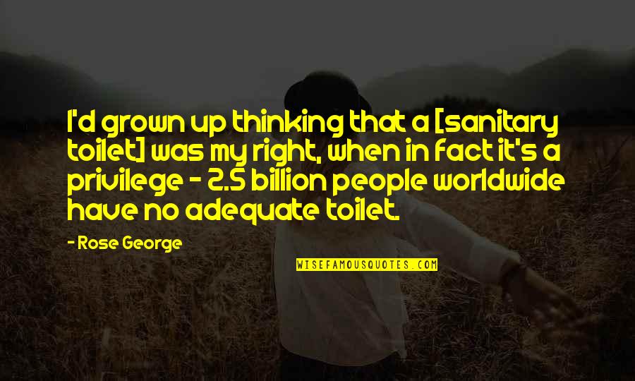 2 People Quotes By Rose George: I'd grown up thinking that a [sanitary toilet]