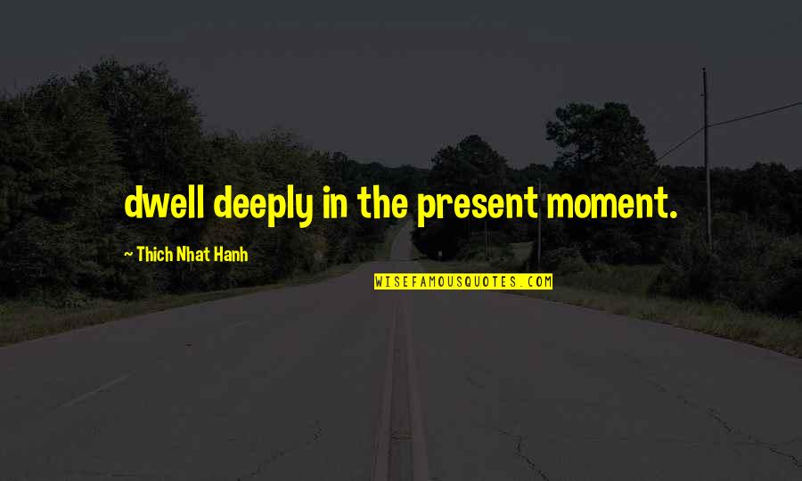 2 Torme Quotes By Thich Nhat Hanh: dwell deeply in the present moment.