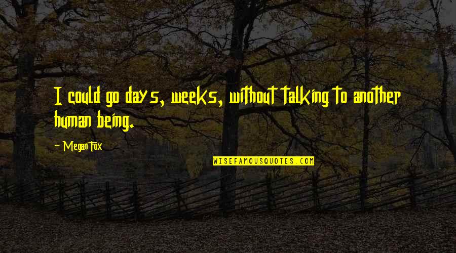 2 Weeks To Go Quotes By Megan Fox: I could go days, weeks, without talking to