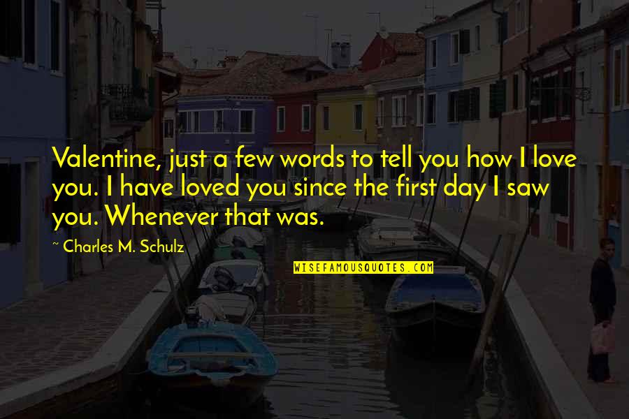 2 Words Love Quotes By Charles M. Schulz: Valentine, just a few words to tell you