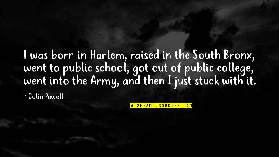 2 Years Old Son Quotes By Colin Powell: I was born in Harlem, raised in the