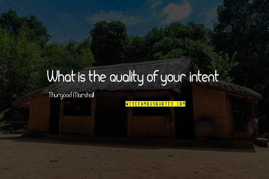 2 Yr Anniversary Quotes By Thurgood Marshall: What is the quality of your intent?