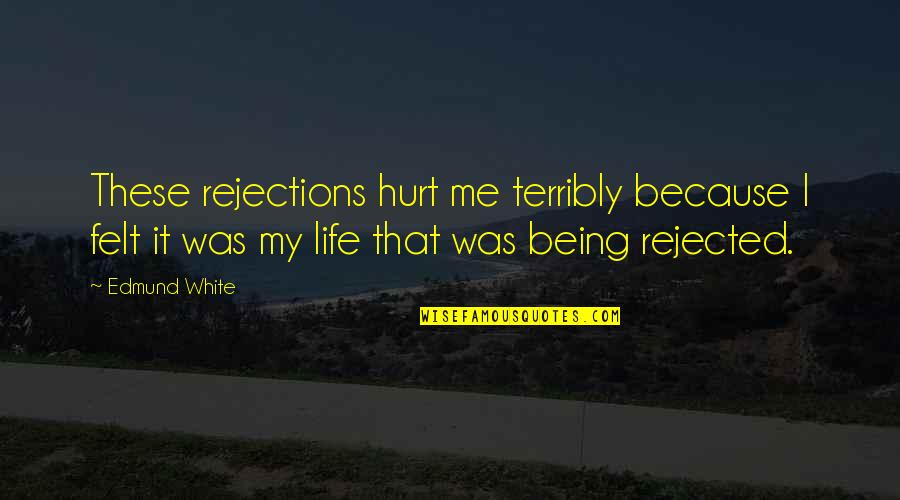 20 Minute Quotes By Edmund White: These rejections hurt me terribly because I felt 20 Minute Quotes By Edmund White: These rejections hurt me terribly because I felt