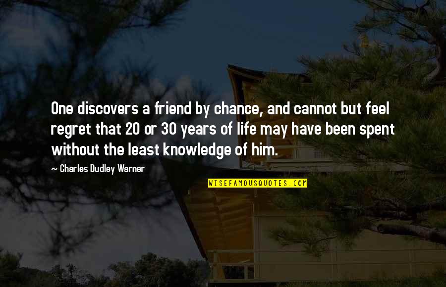 20 Years From Now Best Friend Quotes By Charles Dudley Warner: One discovers a friend by chance, and cannot