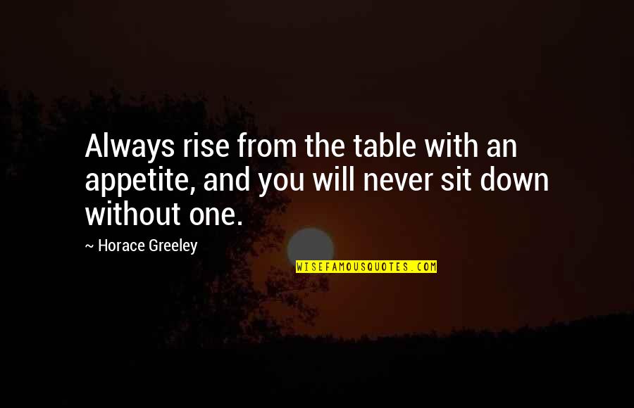 208cc Quotes By Horace Greeley: Always rise from the table with an appetite,
