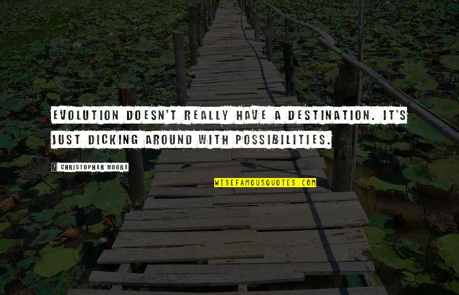 20by2020 Quotes By Christopher Moore: Evolution doesn't really have a destination. It's just 20by2020 Quotes By Christopher Moore: Evolution doesn't really have a destination. It's just