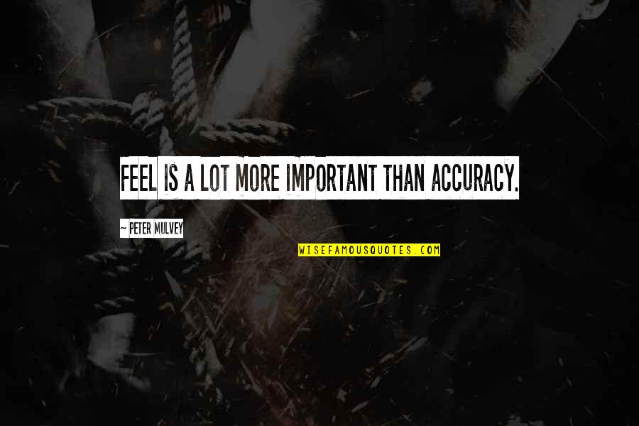20dv Quotes By Peter Mulvey: Feel is a lot more important than accuracy.