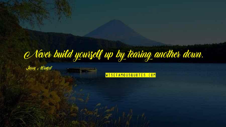 20s Party Quotes By Larry Winget: Never build yourself up by tearing another down.