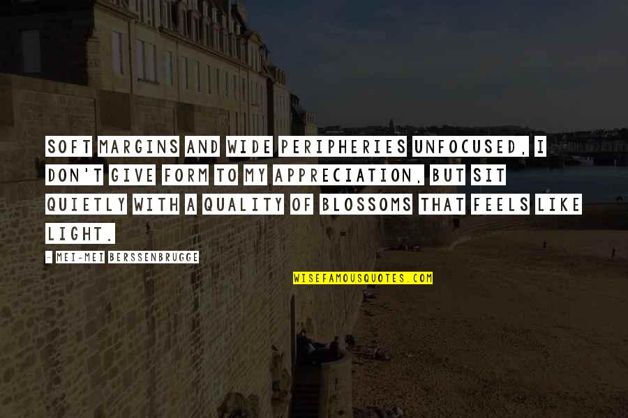 20th Cent American Lit Quotes By Mei-mei Berssenbrugge: Soft margins and wide peripheries unfocused, I don't 20th Cent American Lit Quotes By Mei-mei Berssenbrugge: Soft margins and wide peripheries unfocused, I don't