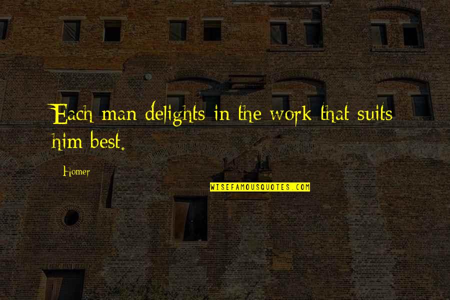 21580 Quotes By Homer: Each man delights in the work that suits