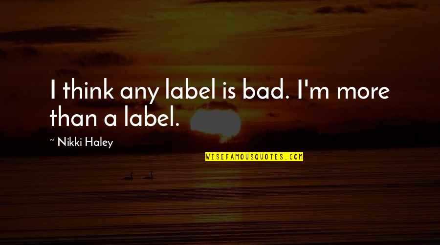 21st Birthday Girl Quotes By Nikki Haley: I think any label is bad. I'm more