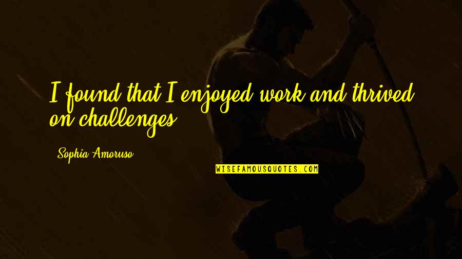 22 Vs Earth Quotes By Sophia Amoruso: I found that I enjoyed work and thrived 22 Vs Earth Quotes By Sophia Amoruso: I found that I enjoyed work and thrived