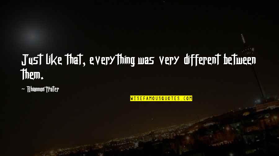 223 Rifle Quotes By Rhiannon Frater: Just like that, everything was very different between 223 Rifle Quotes By Rhiannon Frater: Just like that, everything was very different between