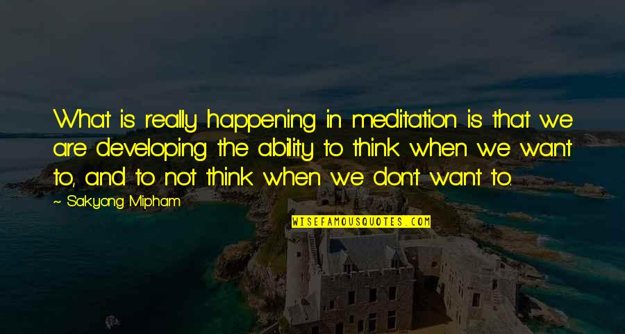 22830 Quotes By Sakyong Mipham: What is really happening in meditation is that