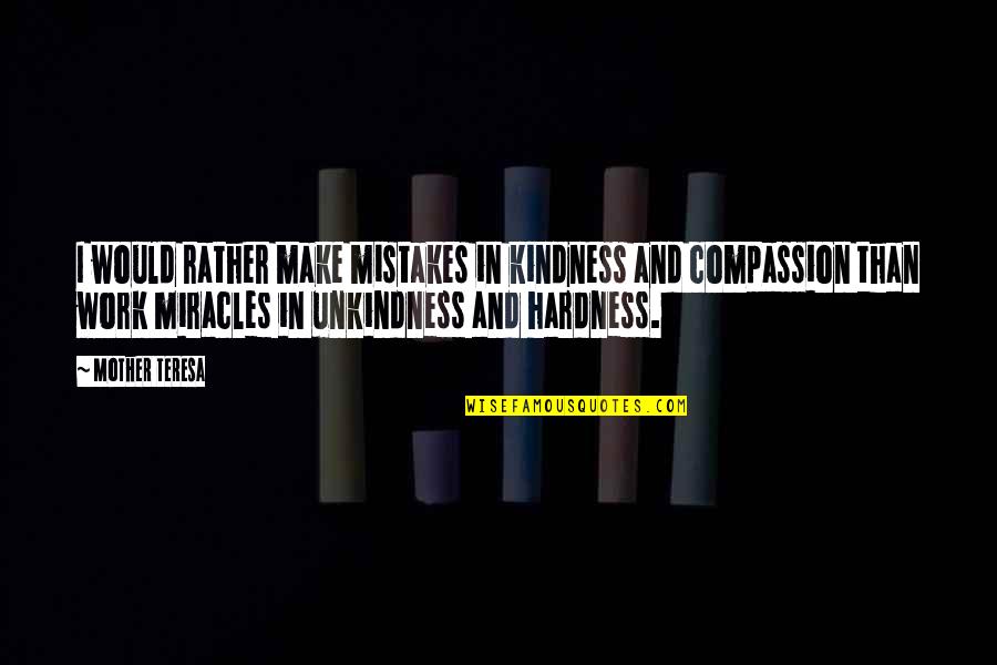 22nd Monthsary Quotes By Mother Teresa: I would rather make mistakes in kindness and 22nd Monthsary Quotes By Mother Teresa: I would rather make mistakes in kindness and