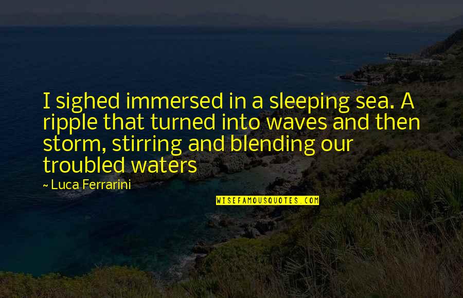 24 Letter Love Quotes By Luca Ferrarini: I sighed immersed in a sleeping sea. A