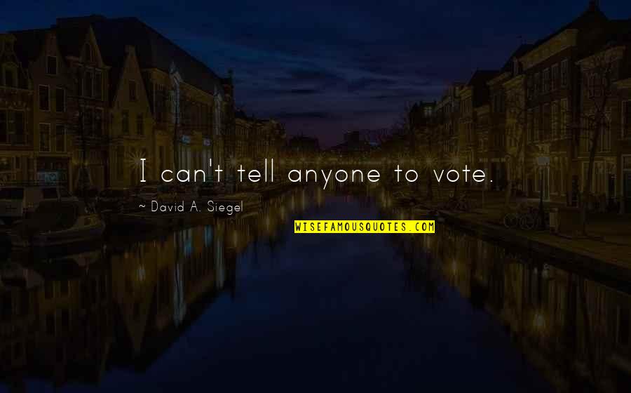 24th Birthday Invitation Quotes By David A. Siegel: I can't tell anyone to vote.