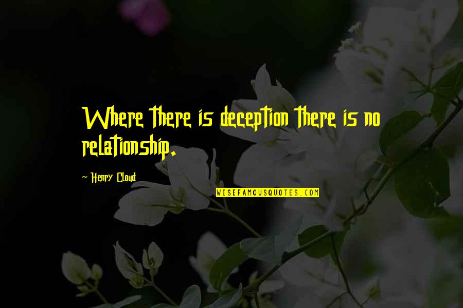 250 Movie Quotes By Henry Cloud: Where there is deception there is no relationship.