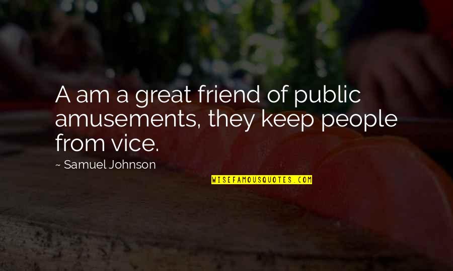26th Monthsary Quotes By Samuel Johnson: A am a great friend of public amusements,