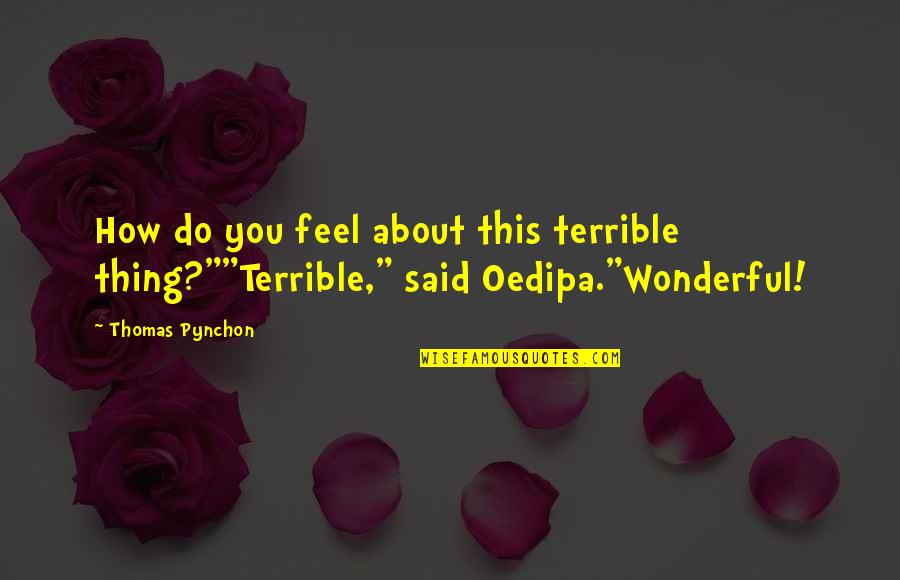 27a Brewery Quotes By Thomas Pynchon: How do you feel about this terrible thing?""Terrible,"