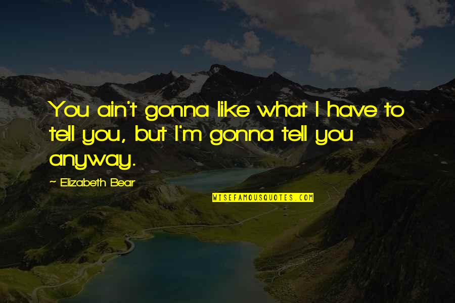 28 Days Sandra Bullock Quotes By Elizabeth Bear: You ain't gonna like what I have to