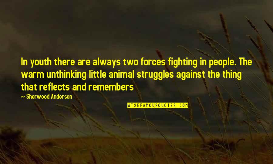 28399 Quotes By Sherwood Anderson: In youth there are always two forces fighting 28399 Quotes By Sherwood Anderson: In youth there are always two forces fighting