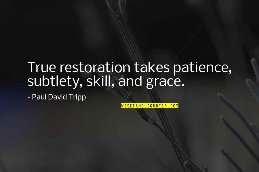 2989 Quotes By Paul David Tripp: True restoration takes patience, subtlety, skill, and grace.