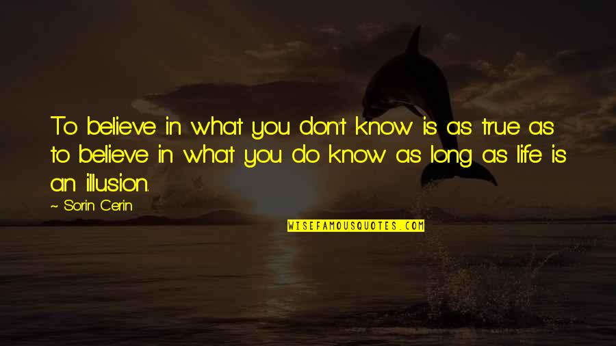 29th Birthday Party Quotes By Sorin Cerin: To believe in what you don't know is