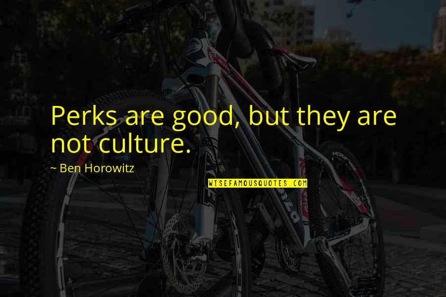2icefex Quotes By Ben Horowitz: Perks are good, but they are not culture. 2icefex Quotes By Ben Horowitz: Perks are good, but they are not culture.