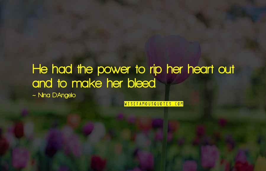 2nd Amendment George Washington Quote Quotes By Nina D'Angelo: He had the power to rip her heart 2nd Amendment George Washington Quote Quotes By Nina D'Angelo: He had the power to rip her heart