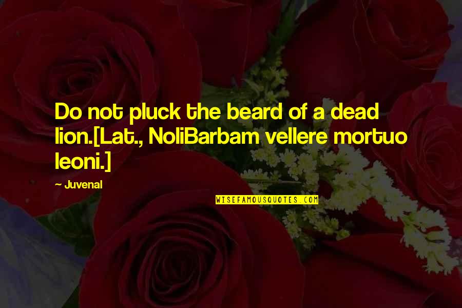 3 Lions Best Quotes By Juvenal: Do not pluck the beard of a dead