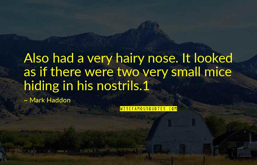 3 Months Dating Quotes By Mark Haddon: Also had a very hairy nose. It looked