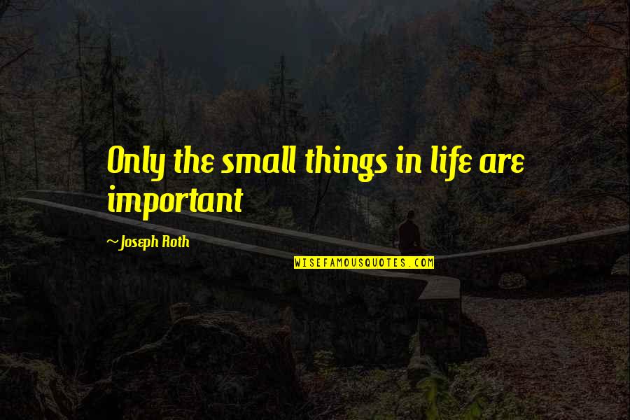 3 Most Important Things In Life Quotes By Joseph Roth: Only the small things in life are important