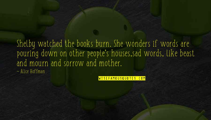 3 Sad Words Quotes By Alice Hoffman: Shelby watched the books burn. She wonders if