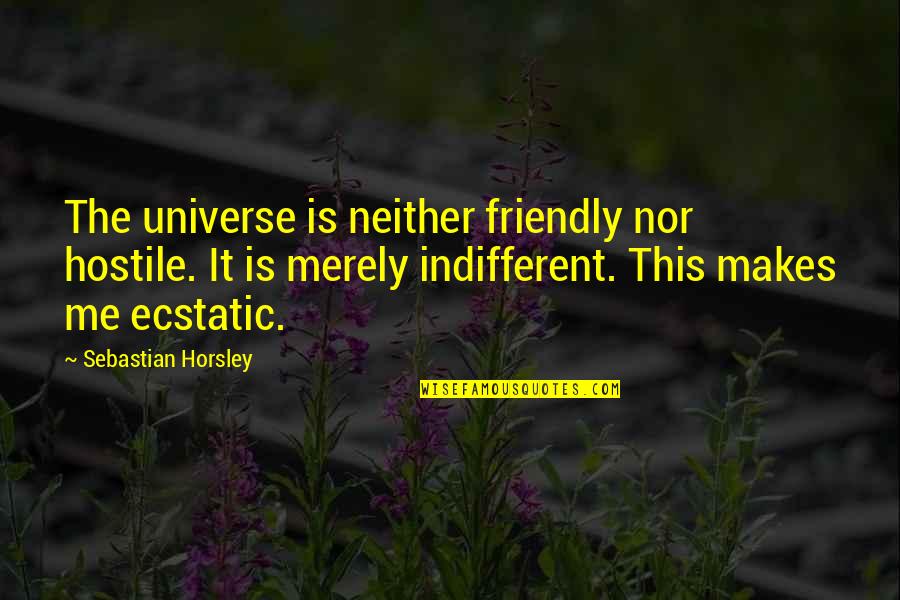 3 Shaban Quotes By Sebastian Horsley: The universe is neither friendly nor hostile. It 3 Shaban Quotes By Sebastian Horsley: The universe is neither friendly nor hostile. It