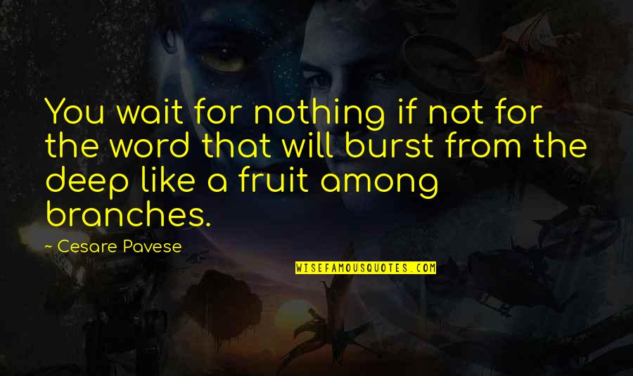 3 Word Deep Quotes By Cesare Pavese: You wait for nothing if not for the