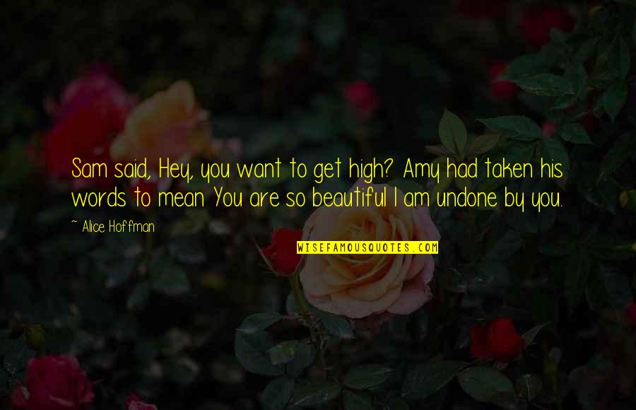 3 Words Beautiful Quotes By Alice Hoffman: Sam said, Hey, you want to get high?