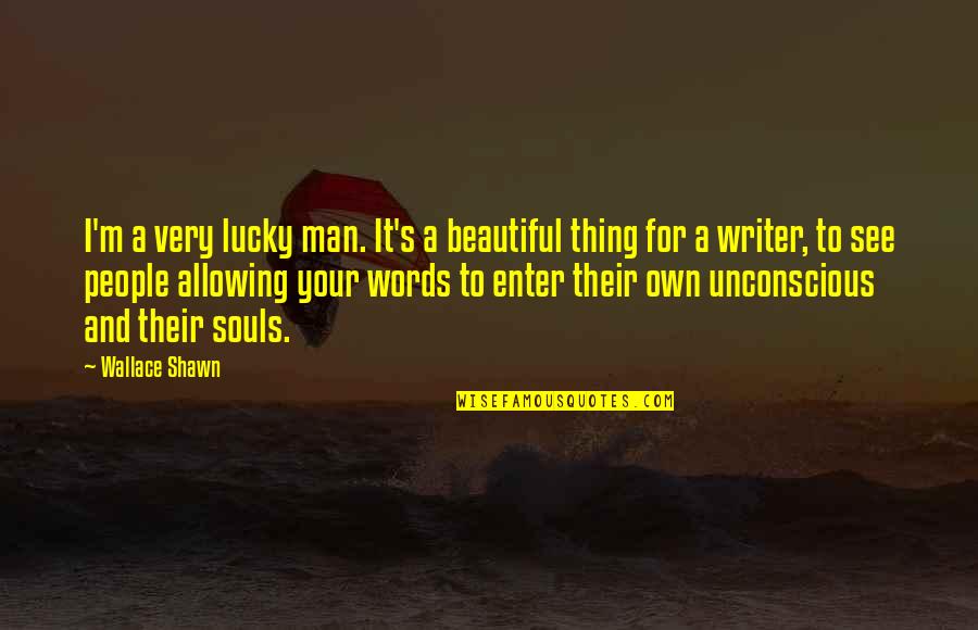 3 Words Beautiful Quotes By Wallace Shawn: I'm a very lucky man. It's a beautiful
