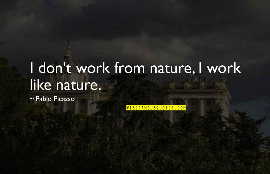 30 Year Old Quotes By Pablo Picasso: I don't work from nature, I work like