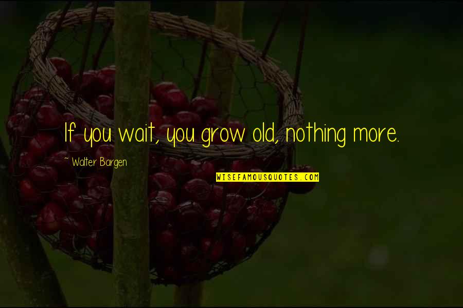 30pm Quotes By Walter Bargen: If you wait, you grow old, nothing more.