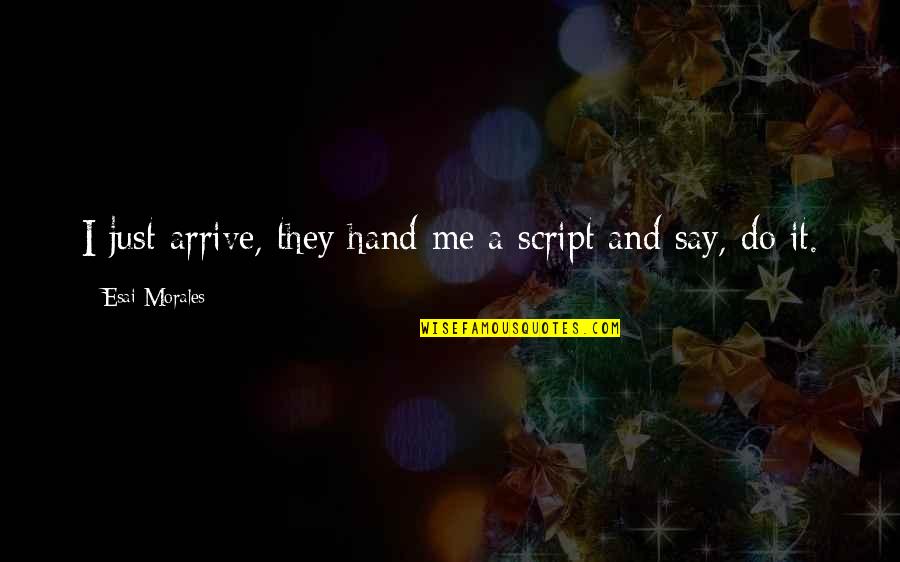31th Fabulous Cake Quotes By Esai Morales: I just arrive, they hand me a script 31th Fabulous Cake Quotes By Esai Morales: I just arrive, they hand me a script