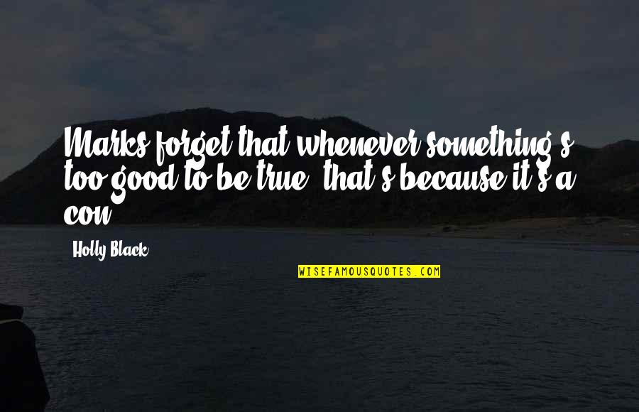 32 Inspirational Quotes By Holly Black: Marks forget that whenever something's too good to