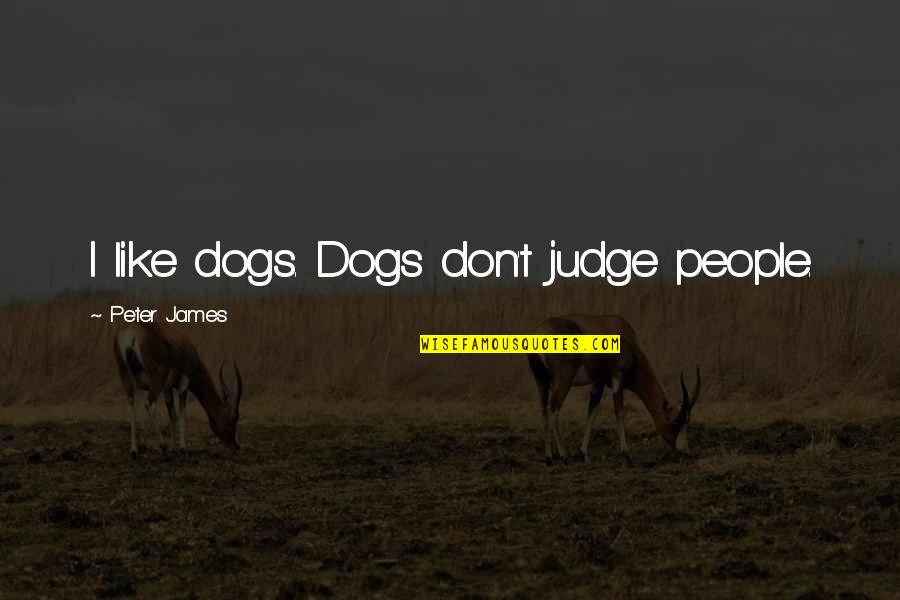 352 Divided Quotes By Peter James: I like dogs. Dogs don't judge people.