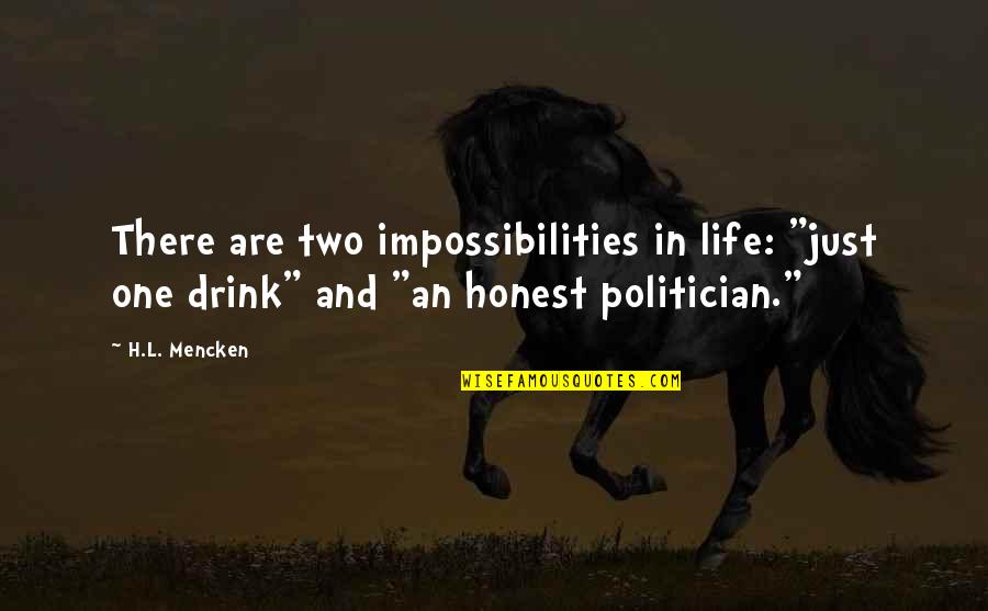 37 Kg In Lbs Quotes By H.L. Mencken: There are two impossibilities in life: "just one