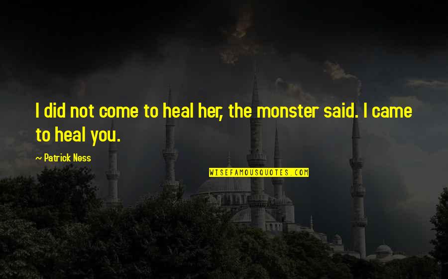 399 Pixels Wide Quotes By Patrick Ness: I did not come to heal her, the