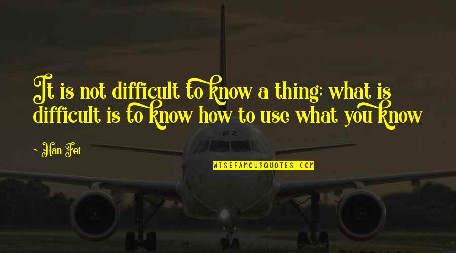 3doodler Ideas Quotes By Han Fei: It is not difficult to know a thing; 3doodler Ideas Quotes By Han Fei: It is not difficult to know a thing;