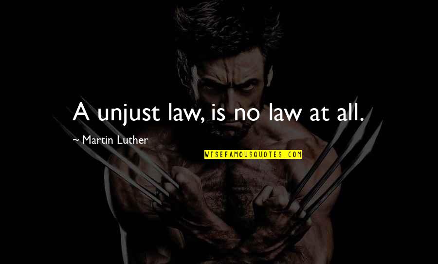 3rd Person Quotes By Martin Luther: A unjust law, is no law at all.