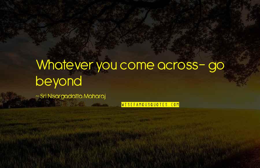 3sum Quotes By Sri Nisargadatta Maharaj: Whatever you come across- go beyond